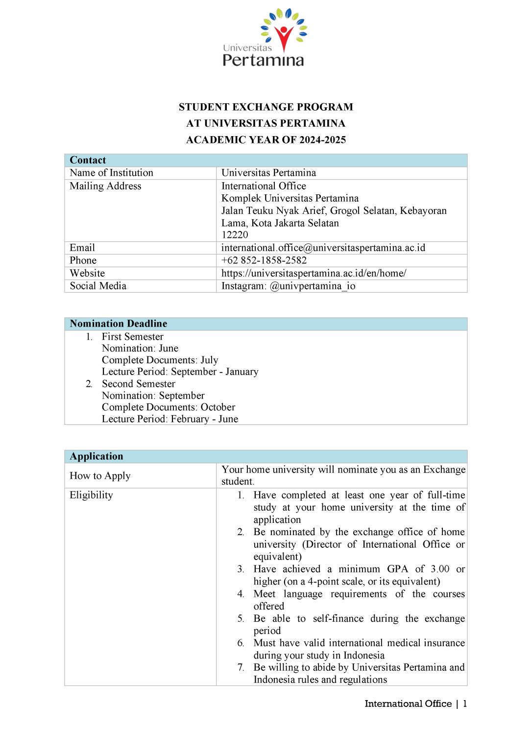 Student Exchange Program at Universitas Pertamina, Indonesia for the