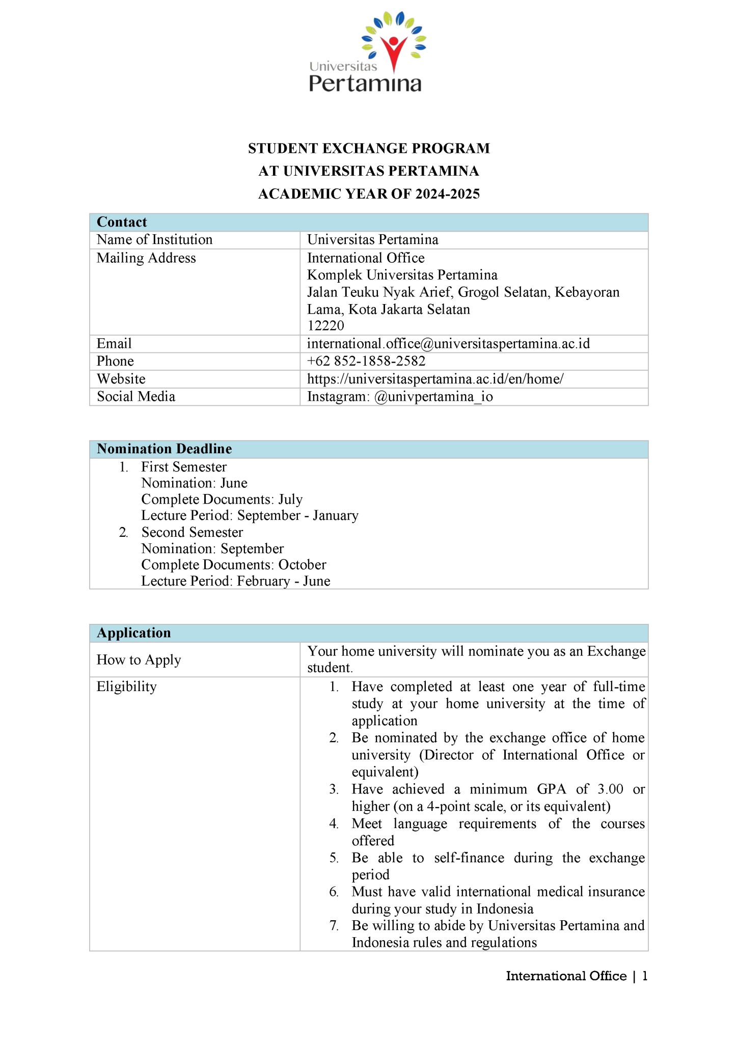 Student Exchange Program at Universitas Pertamina, Indonesia for the